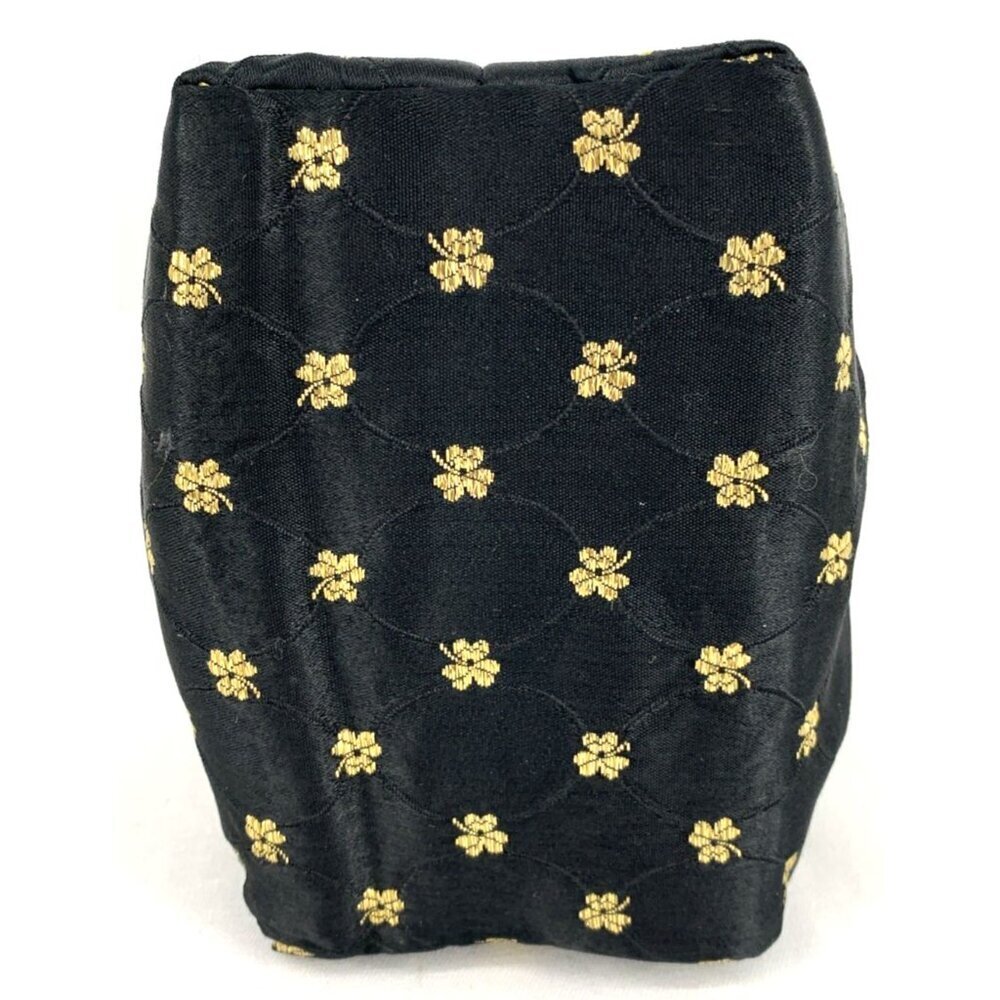 LIN BREN Purse Handbag Black & Gold Satin Brocade Box Mirror 5" Tall - Picture 7 of 10